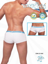 Icker Sea Sailor Belted Square Cut Trunk Swimwear White/Blue COB-12-126C